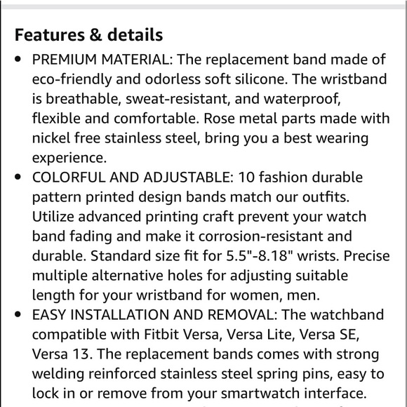 🆕Replacement Silicone Watch Band for FitBit Versa NWOT: Animal Print - Picture 5 of 9